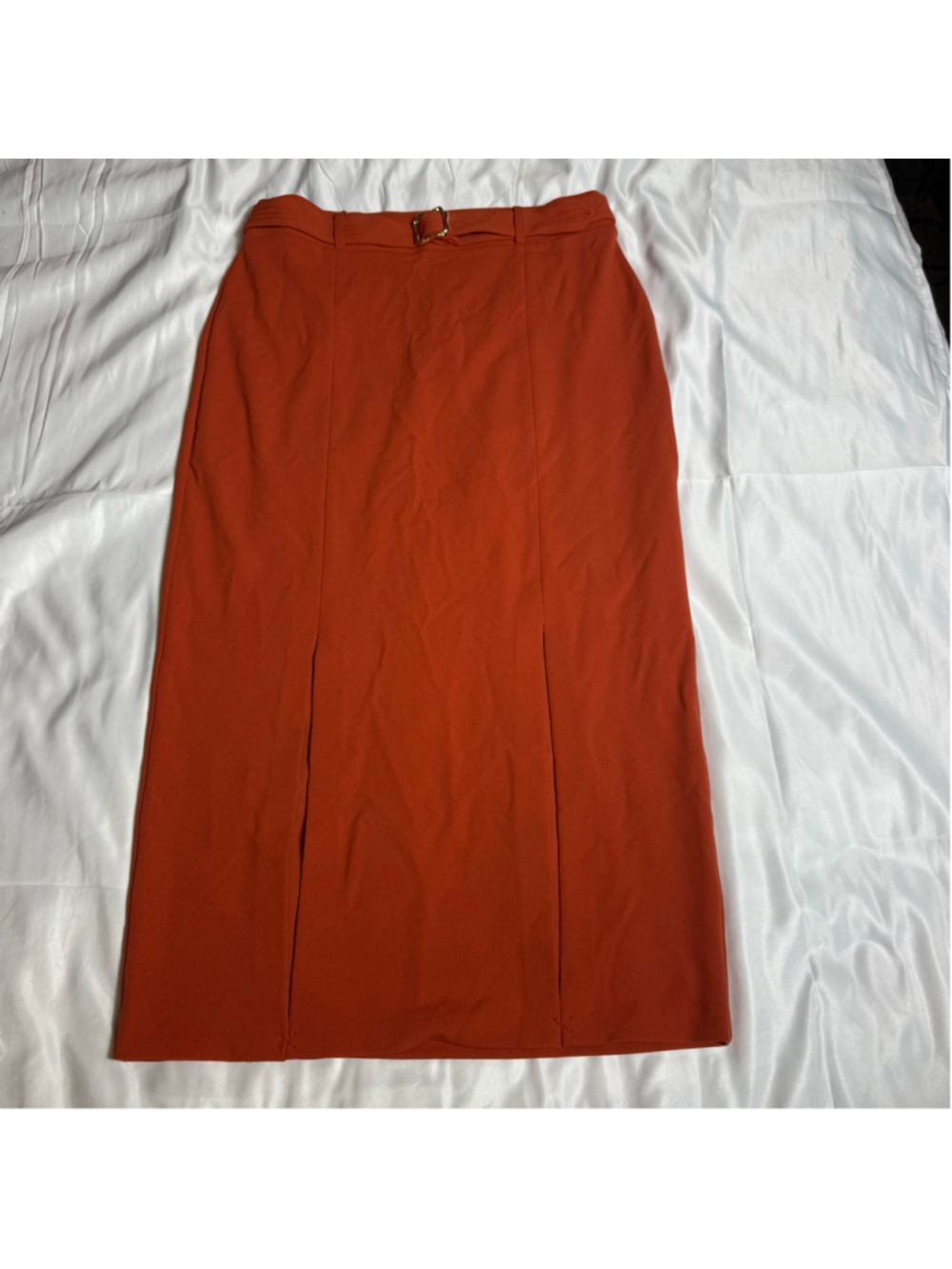Women's NYCC Midi Skirt Size M Orange Belted
